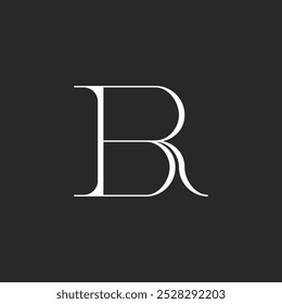 Initials BR or RB monogram logo with a roman serif font design, linked two letters B and R together, perfect for luxurious fashion boutique.