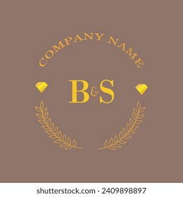 Iniciales BS letra monograma empresa de oro diamante lujo