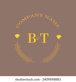 Initials BT letter monogram diamond gold company luxury