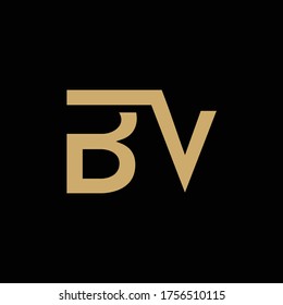 iniciales Diseño del logo BV vector carta minimalista