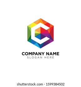 INITIALS C COLORFUL VECTOR LOGO
