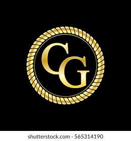 initials c and g logo luxurious golden letters with gold rope