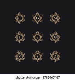 Initials C, G, M, T, S, U, V, Y, Z logo template with a golden style color for the company