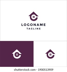 initials c home logo vector icon illustration