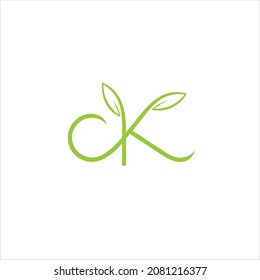 initials c k logo vector template leaves