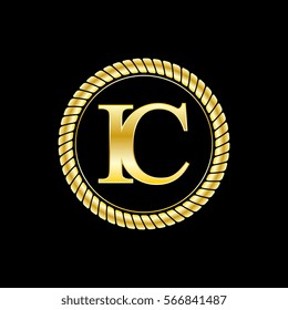 initials i and c logo luxurious golden letters with gold rope