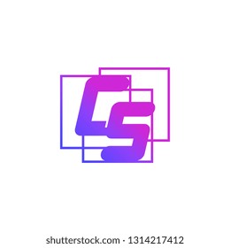 The initials C and S colored gradient combination of blue and pink. CS vector design logo