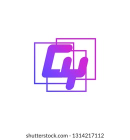 The initials C and Y colored gradient combination of blue and pink. CY vector design logo