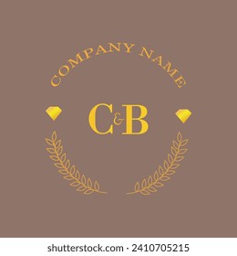 Iniciales letra CB monograma empresa de oro de diamantes lujo