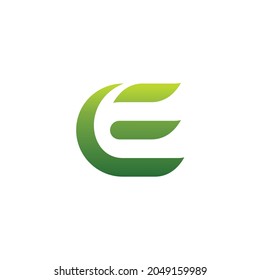 Initials CE CF E Simple Logo Design Abstract Luxury, Leaf Concept, Health Finance Business Symbol with Green Color