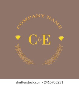 Iniciales carta CE monograma empresa de oro diamante lujo