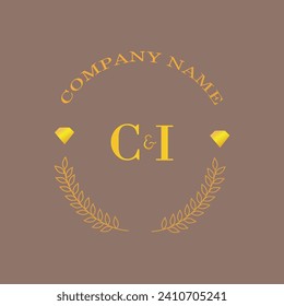 Initials CI letter monogram diamond gold company luxury