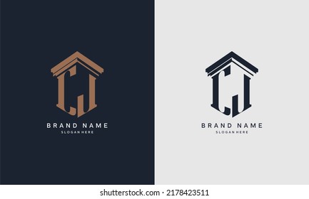 initials CJ logo with pillar element. Best for law firm company, legal, lawyer vector monogram design.