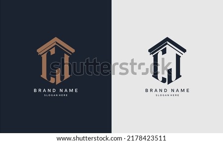 initials CJ logo with pillar element. Best for law firm company, legal, lawyer vector monogram design.