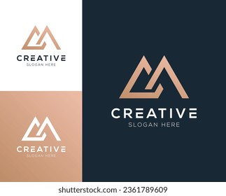 Initials CM or MC form mountain logo design vector illustration