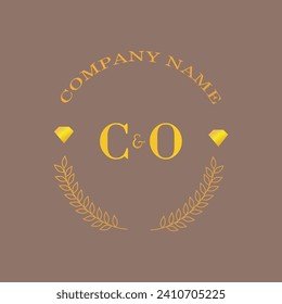 Iniciales CO carta monograma empresa de oro diamantífero lujo
