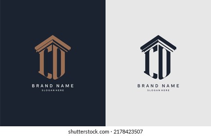 initials CO logo with pillar element. Best for law firm company, legal, lawyer vector monogram design.