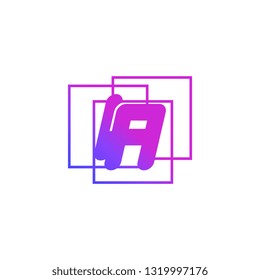The initials I and A colored gradient combination of blue and pink. IA vector design logo