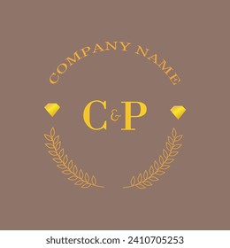 Initials CP letter monogram diamond gold company luxury