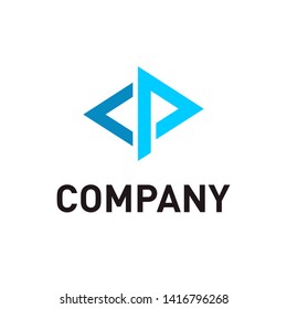 Initials CP Logo design modern style blue color