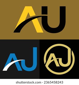 Initials Creative au ua letter logo vector. Golden Au Illustrations and Vectors