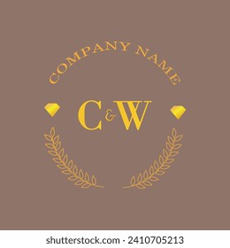 Initials CW letter monogram diamond gold company luxury