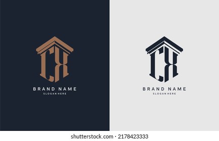 initials CX logo with pillar element. Best for law firm company, legal, lawyer vector monogram design.