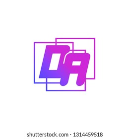 The initials D and A colored gradient combination of blue and pink. DA vector design logo