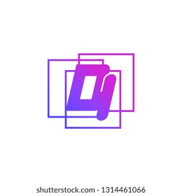The initials D and I colored gradient combination of blue and pink. DI vector design logo