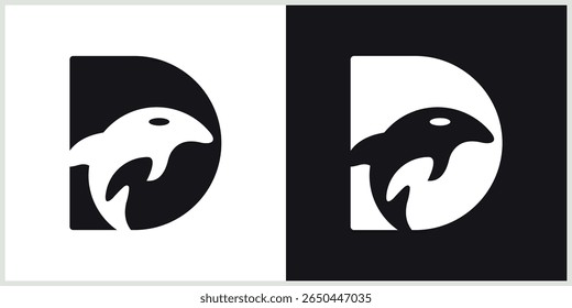 initials D with Dolphin logo symbol icon 