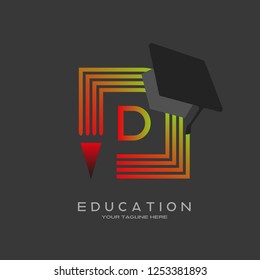initials D letter , Education logo, creative vector logo design,education icon,emblem shapes,illustration element