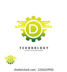 initials D letter , Gear logo template , tech vector logos for business , element , illustration