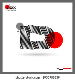 Initials D Logo Creative Template With Wave Text Effect Design