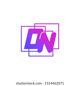 The initials D and N colored gradient combination of blue and pink. DN vector design logo