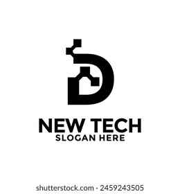 Initials D Technology logo, Modern Tech Initial logo template