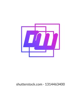 The initials D and W colored gradient combination of blue and pink. DW vector design logo
