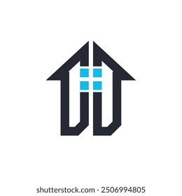 Initials DD House Logo Design. Creative Letter DD with House Icon for Real Estate, Property and Business Branding