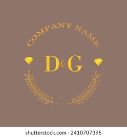 Iniciales DG carta monograma empresa de oro diamante lujo