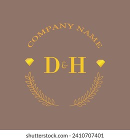 Initials DH letter monogram diamond gold company luxury