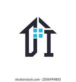 Initials DI House Logo Design. Creative Letter DI with House Icon for Real Estate, Property and Business Branding