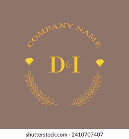 Initials DI letter monogram diamond gold company luxury