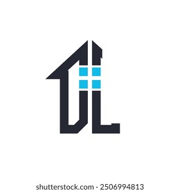 Initials DL House Logo Design. Creative Letter DL with House Icon for Real Estate, Property and Business Branding