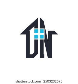 Iniciales DN House Diseño de Logo. Carta creativa DN con el icono de la casa para la marca de bienes raíces, propiedades y negocios