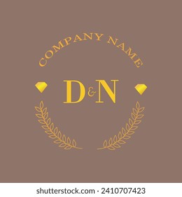 Iniciales DN letra monograma empresa de oro diamante lujo