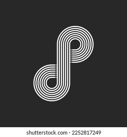 Initials dp or pd letters logo monogram loop shape, combination two letters d and p from thin parallel and offset lines.