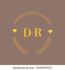 Initials DR letter monogram diamond gold company luxury