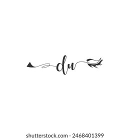 Initials DU calligraphy lettering beauty symbol