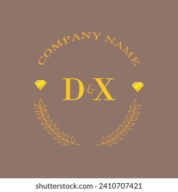 Initials DX letter monogram diamond gold company luxury
