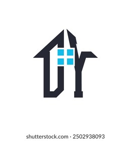 Initials DY House Logo Design. Creative Letter DY with House Icon for Real Estate, Property and Business Branding