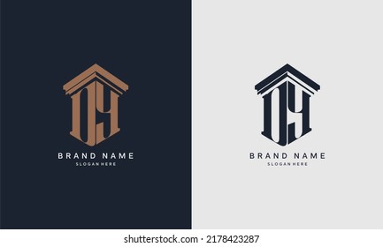 initials DY logo with pillar element. Best for law firm company, legal, lawyer vector monogram design.